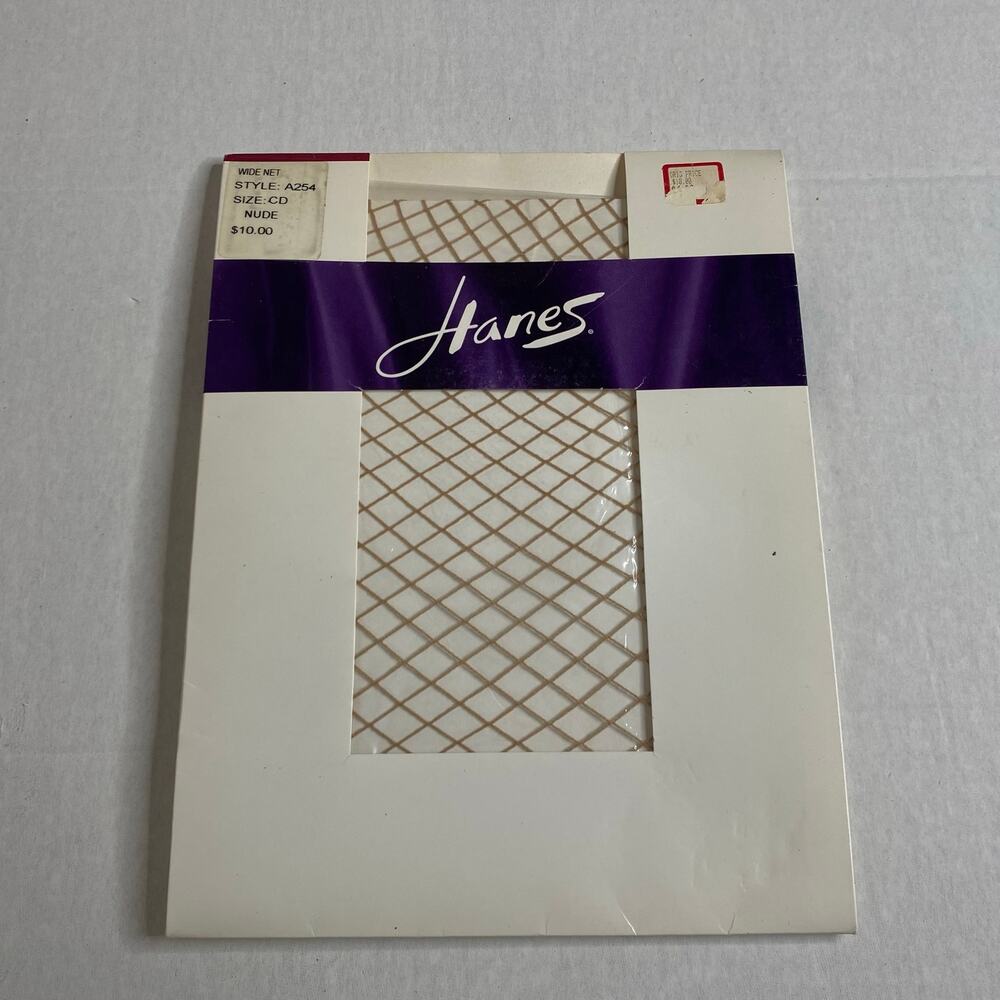 Hanes Wide Net Tights Nude Fishnet Stockings 2004 Size CD Goth Boho Y2K Vintage - Picture 1 of 10